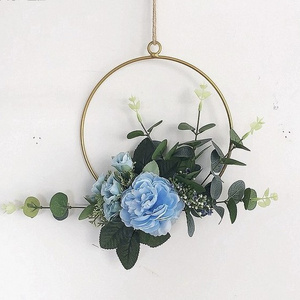 Wholesale Nordic Creative Wall Hangings, Wrought Iron Wall Ornaments Simulation Flower Home Pendant Wall Decoration Hanging