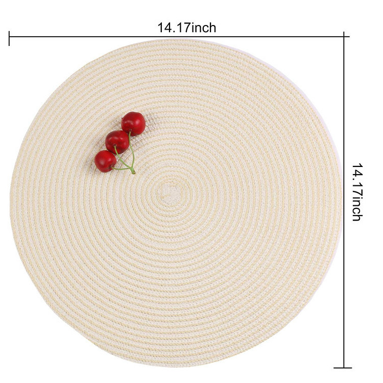 Round Cotton Placemats Dining Table Set of 6 Washable Table Mats Round Table