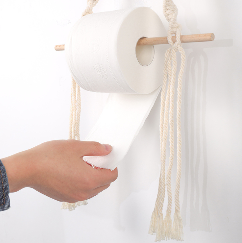 Retro Industrial Wall-mounted Towel Rack Home Decoration Toilet Paper Stand Hemp Rope Toilet Paper Holder