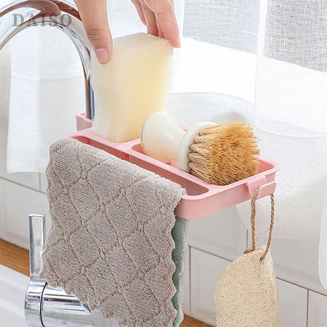 Faucet Storage Rack Hanging Basket Sink Shelf Soap Sponge Drain Rack Plastic Soap Dish Holder