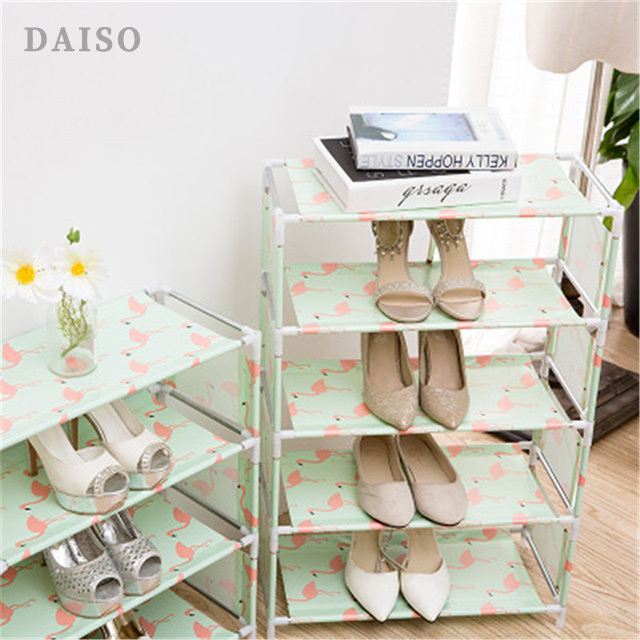 Modern 3/4/5 Tier Multifunctional Bamboo Shoe Rack Folding Shoe Storage Stand Plastic Material Home Living Room Bathroom Use