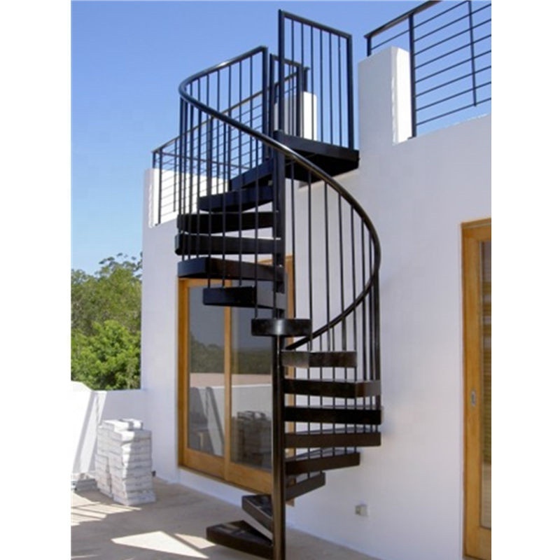 outdoor staircase design with tempered glass railing carbon steel tread