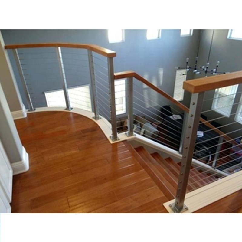 DAIYA cable railing wood post with black wire cable balustrade