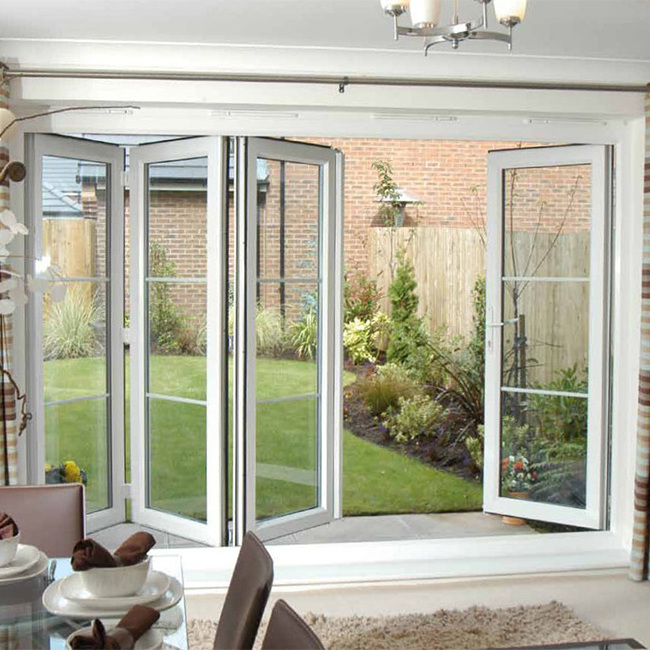 DAIYA pvc bifold door with aluminum insulate glass door