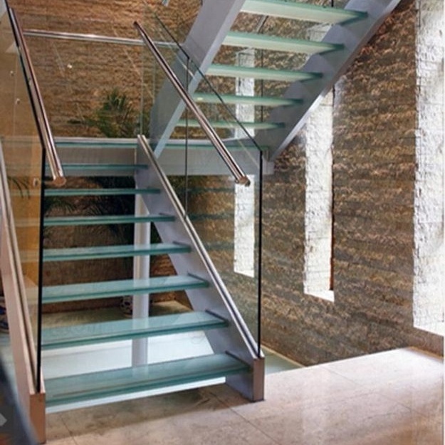 DAIYA glass stair railing kits with tempered glass balustrade u shape stairs