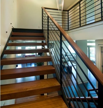 DAIYA wood veneer stairs with solid wooden stairs step u shape staircase design