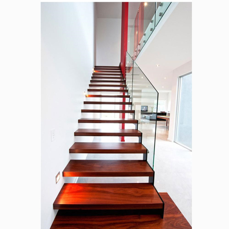 DAIYA wood veneer stairs with solid wooden stairs step u shape staircase design