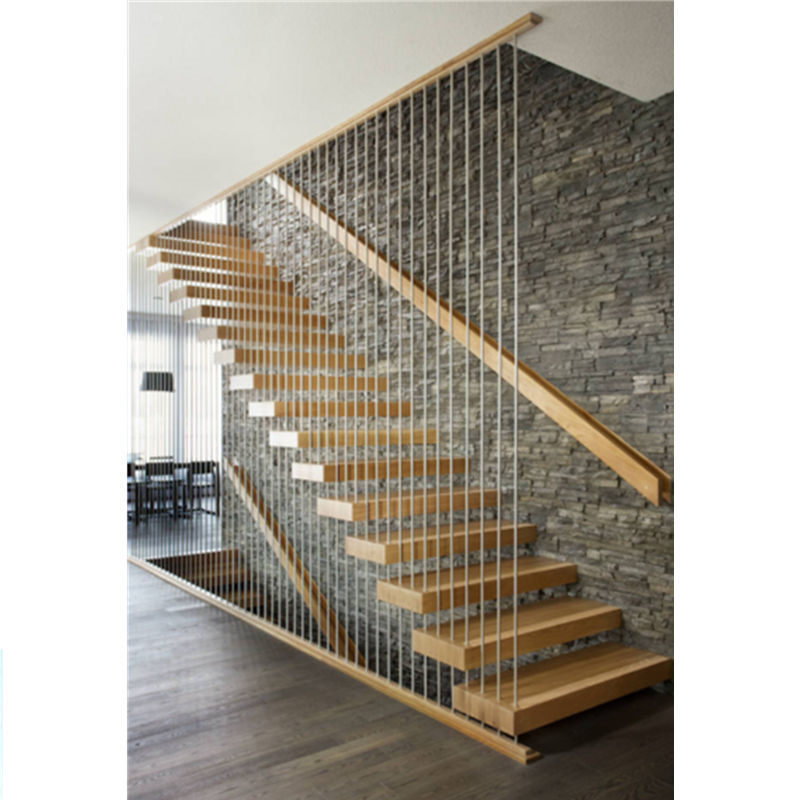 DAIYA stainless steel railings for stairs with floating staircase wooden tread