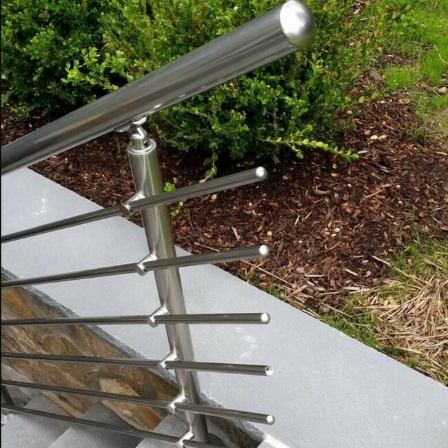 Daiya handrails for outdoor steps lowes  with round post and round handrail mirror finish