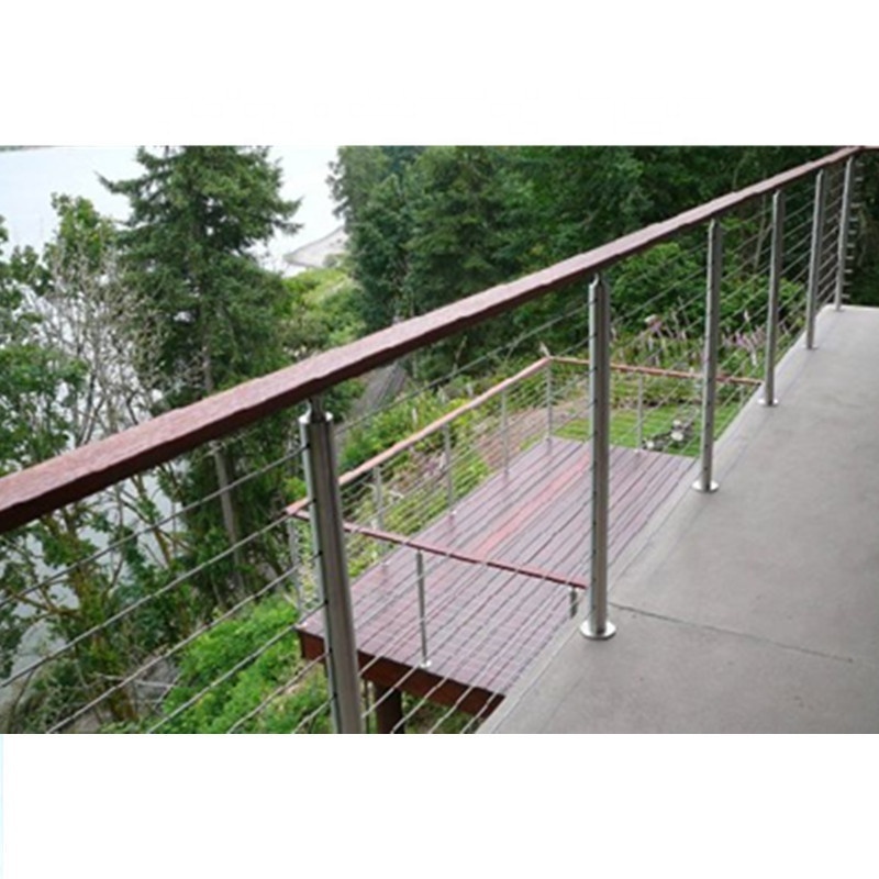 DAIYA cable railing wood post with black wire cable balustrade