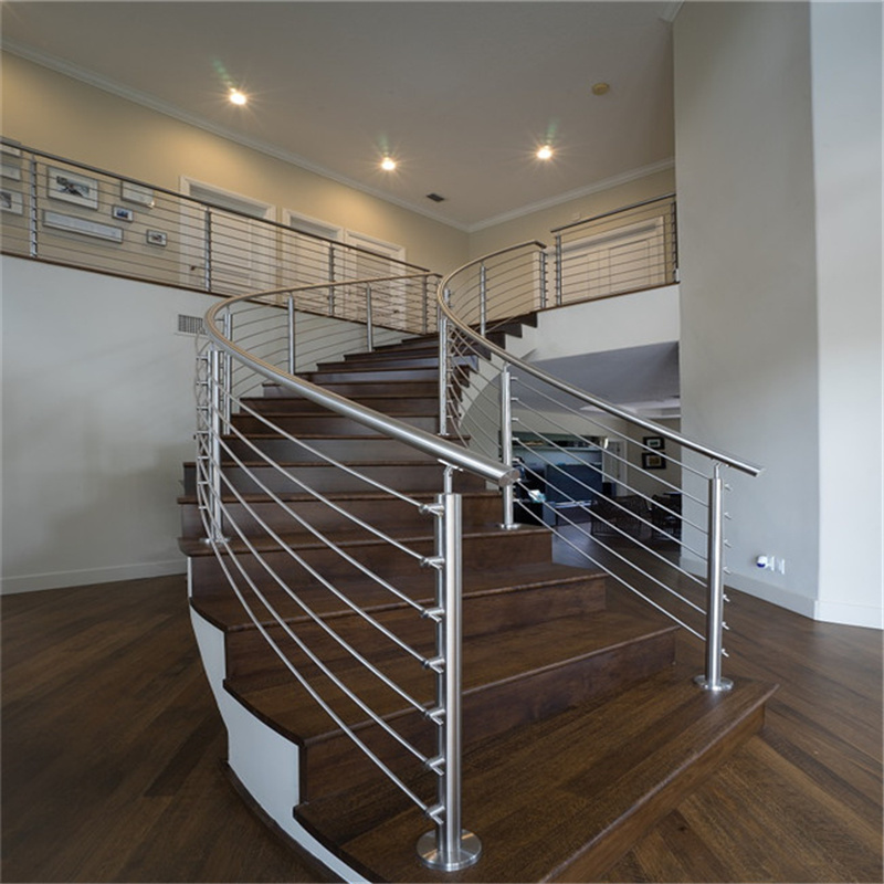 stair railing stainless steel for curved stair rod bar steel design