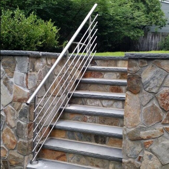 Daiya handrails for outdoor steps lowes  with round post and round handrail mirror finish