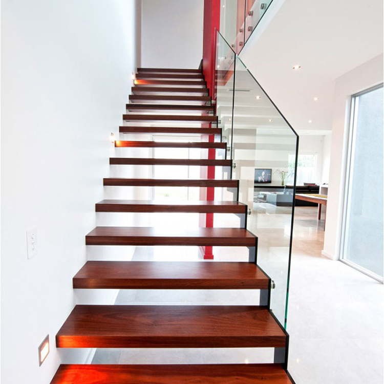 DAIYA installing wood stairs with balustrade wood stairs tempered glass railing standoff