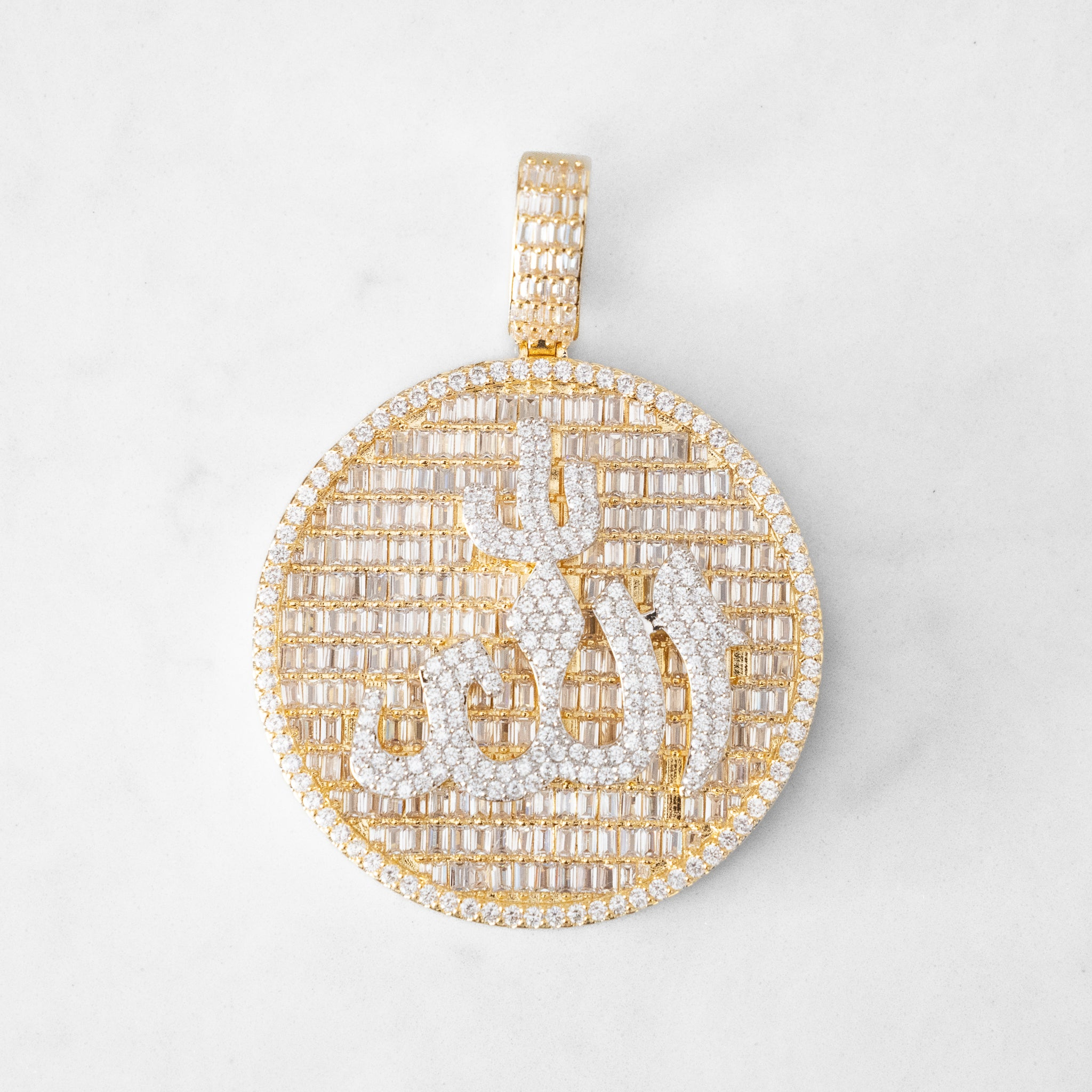 Iced Out Bling Full Paved Cubic Zirconia Muslim Allah Pendant Necklace for Men High Quality Hip Hop Jewelry