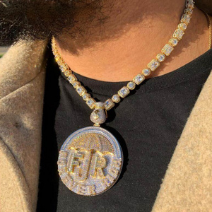 Two Tone Plated CZ Letter Forever Rich Pendant Necklace Iced Out Bling Cubic Zirconia Umbrella Money Charm Men Hip Hop Jewelry