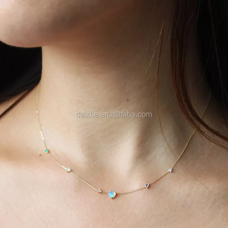 Fire Opal stone charm Necklace Lucky color of Fatima Pendant real 925 sterling silver Chain Choker Necklace Women lady Jewelry