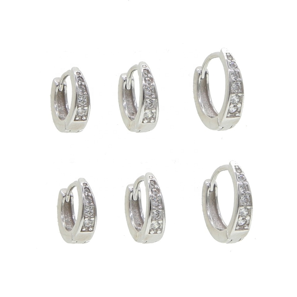 925 Sterling Silver small Mini Hoops 6mm 7mm 8mm Huggies Circle Round earring Clips Loops Piercing Zircon CZ Popular earrings