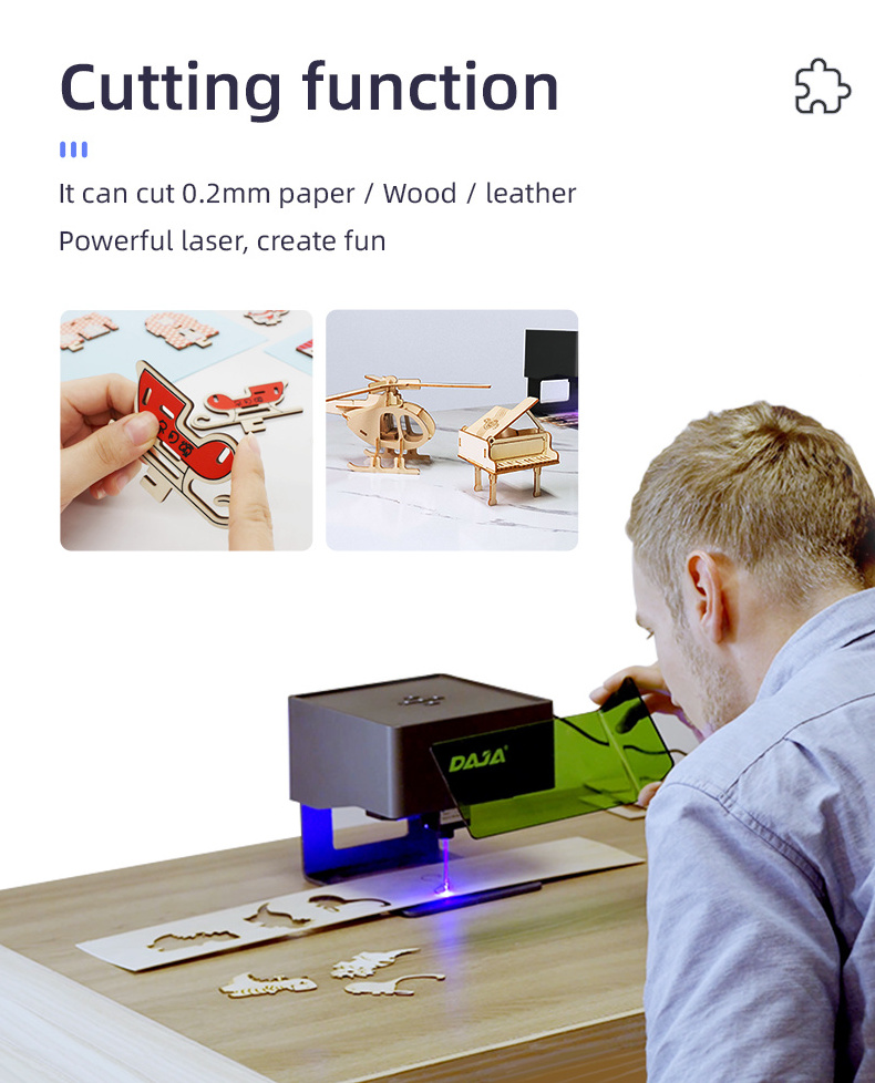 DAJA DJ6 Laser Engraving Machine APP Control 3W Home-Use DIY Laser Engraver Small Portable Mini Logo Mark Printer Wood Cutter