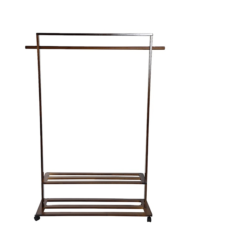 Vintage Style Entryway Bamboo Hall Stand Customized Cloth Hanger Coat Rack with Shoe Rack