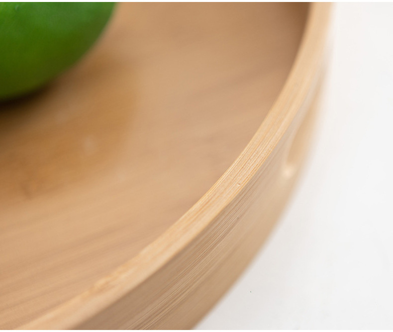 Round bamboo food tray set