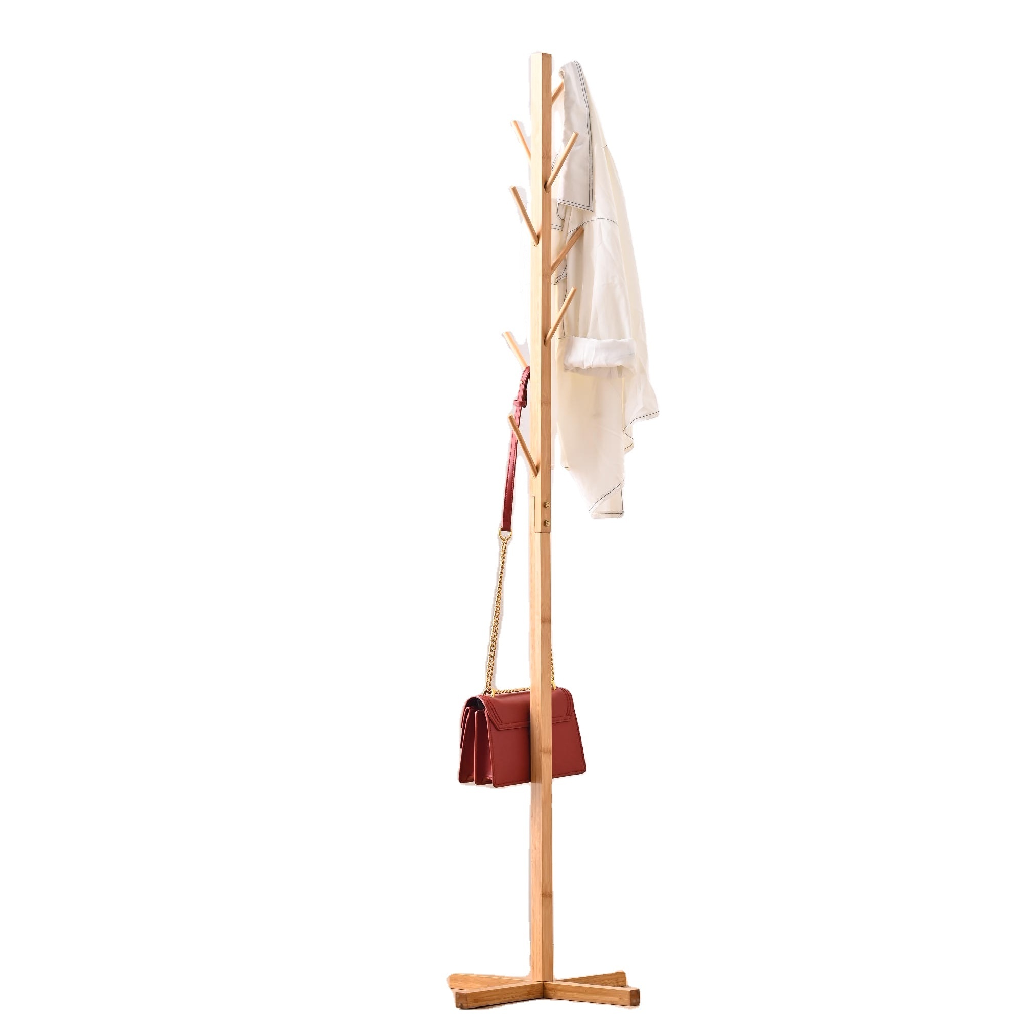 New Design Tree Shaped Wood Coat Rack Floor Free Standing Hat Hanger Hanging Stand Coat Rack