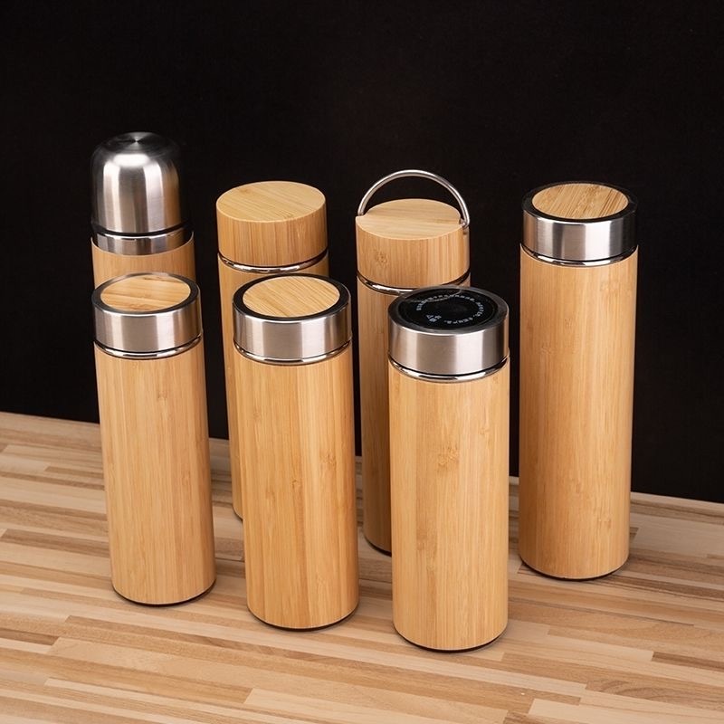 Eco friendly Smart Bamboo Mug Cup Warmer Tumbler Custom Logo Reusable Tableware Bamboo Tea Warmer cup