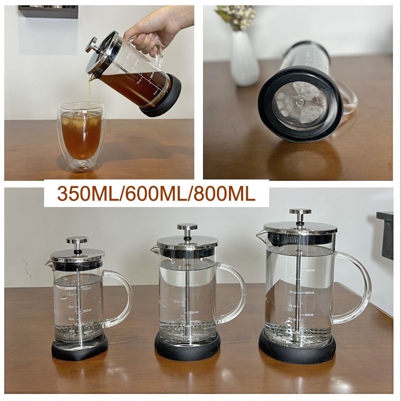 New Product Hot Selling Heat Resistant Borosilicate Glass French Press Coffee, Tea and Espresso Maker