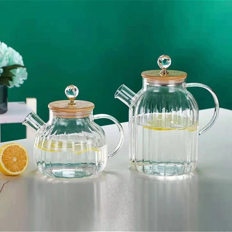 High Borosilicate Clear Glass Teapot Set Custom Tea Cup Pot with Infuser for Tea & Fruit Infusion Pitcher