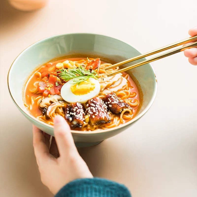 Unique Japanese Ceramic Ramen Noodle Bowl For Restaurant melamin ramen bowl with chopstick