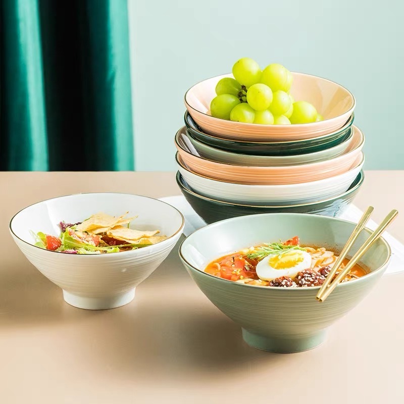 Unique Japanese Ceramic Ramen Noodle Bowl For Restaurant melamin ramen bowl with chopstick