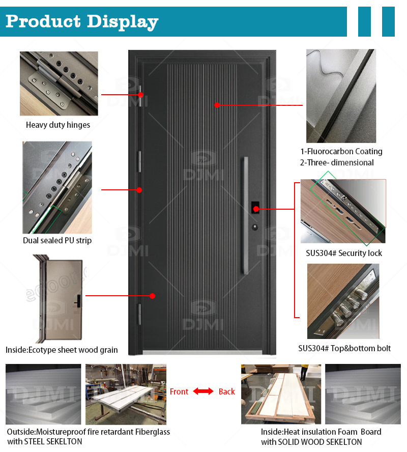 DJMI villa main door custom villa home metal bifold main gates door with electric lock