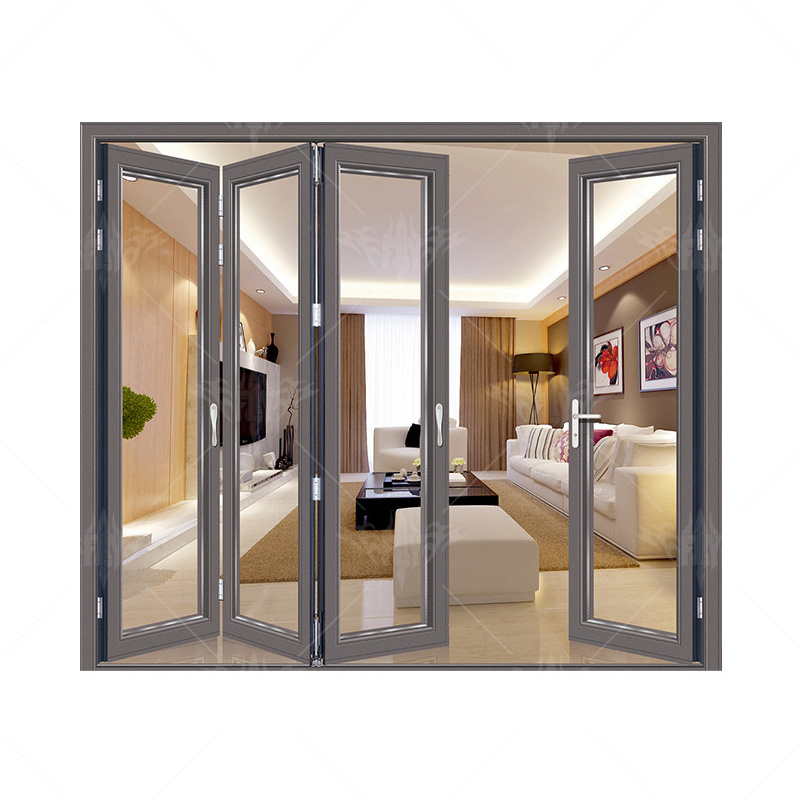 Super Quality Hot-sale Exterior Aluminum Foldable Sliding Glass doors With Tempered Glass