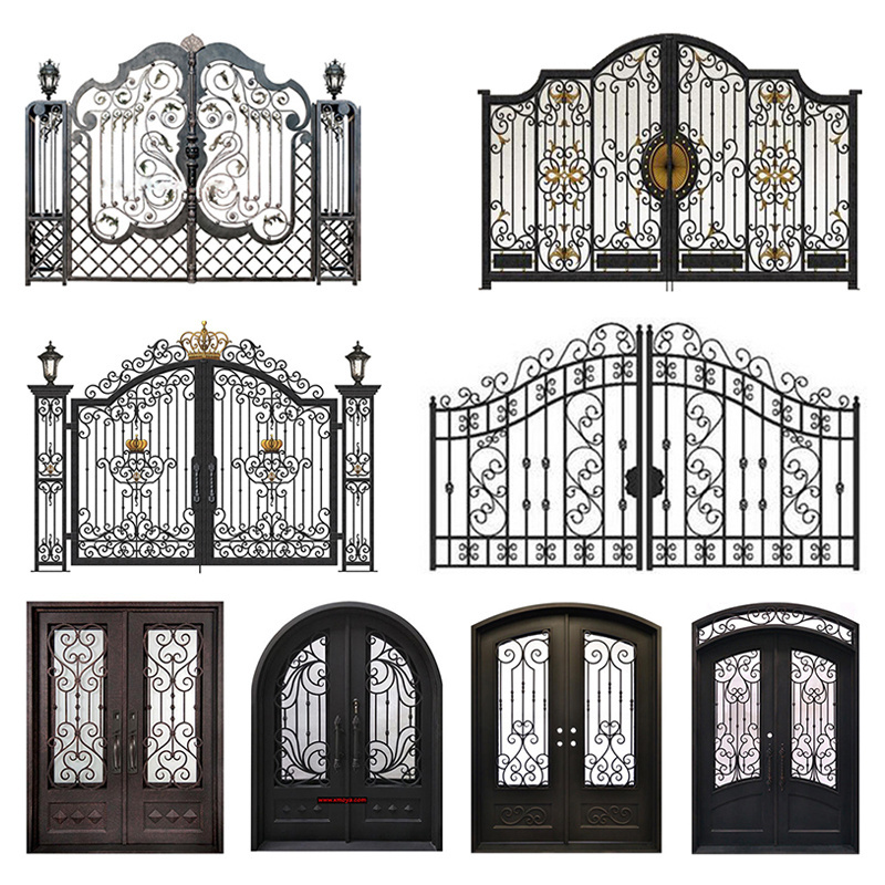 Professional Simple American Steel Double Front Door Wrought Iron Security Doors