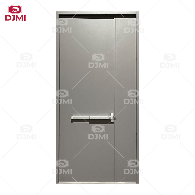 DJMI American Standard Size  Fire Rated Steel Hollow Metal Commercial Door With Panic Push Bar And Glass