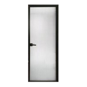 Bathroom Door Decorative Aluminum with Temped Glass Windows Entry Doors Interior Single Glass Swing Aluminum Alloy Modern CN;GUA