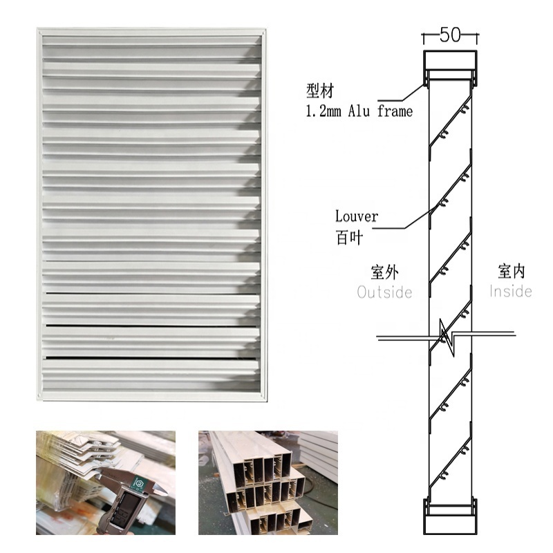 Multifunctional China Manufacturer Extrusion Rolling Shutter Wood Finished For Outdoor Louvers / Aluminium Window Shutters