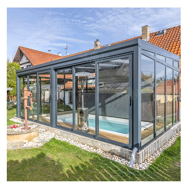 winter garden aluminum alloy flat clear glass patio roof prefabricated glass house villa outdoor cubicle glass house easy kit