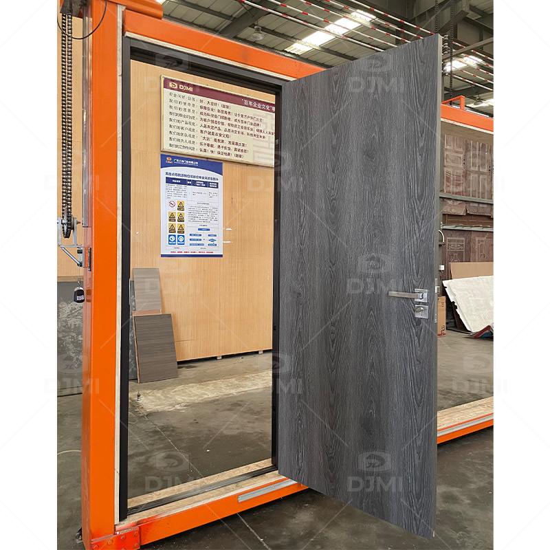 Foshan custom made interior wood door with metal frame hotel wooden door metal frame fireproof inside wooden door