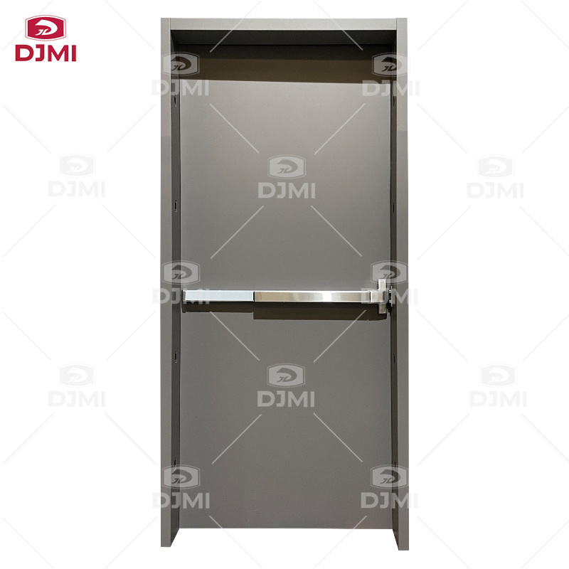 DJMI American Standard Size  Fire Rated Steel Hollow Metal Commercial Door With Panic Push Bar And Glass