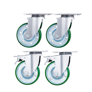 Wholesale Factory 100mm 4 5 6 Inch PU Wheel Casters Industrial Swivel Locking Medium Duty Casters Wheel For Trolley Carts