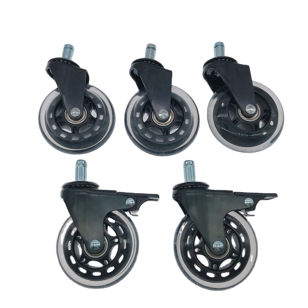 Polyurethane PU Universal Noiseless Caster Wheels Transparent 3