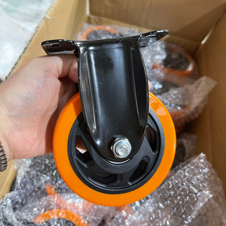 100mm Rueda Giratoria PVC Orange Castor Swivel Trolley Industrial 1.5 2 2.5 3 4 5Inch Heavy Duty Workbench  Caster Wheels