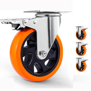 100mm Rueda Giratoria PVC Orange Castor Swivel Trolley Industrial 1.5 2 2.5 3 4 5Inch Heavy Duty Workbench  Caster Wheels