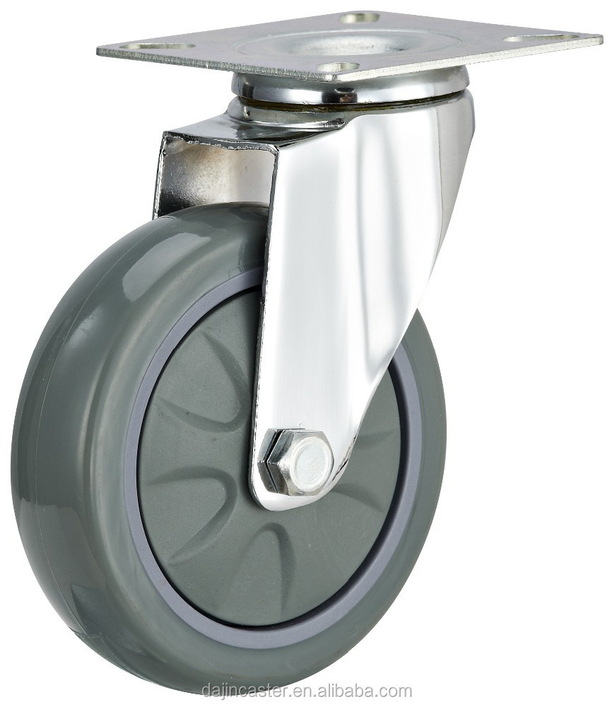 3/4/5 inch medium duty caster weight capacity 100kg PU swivel caster wheels