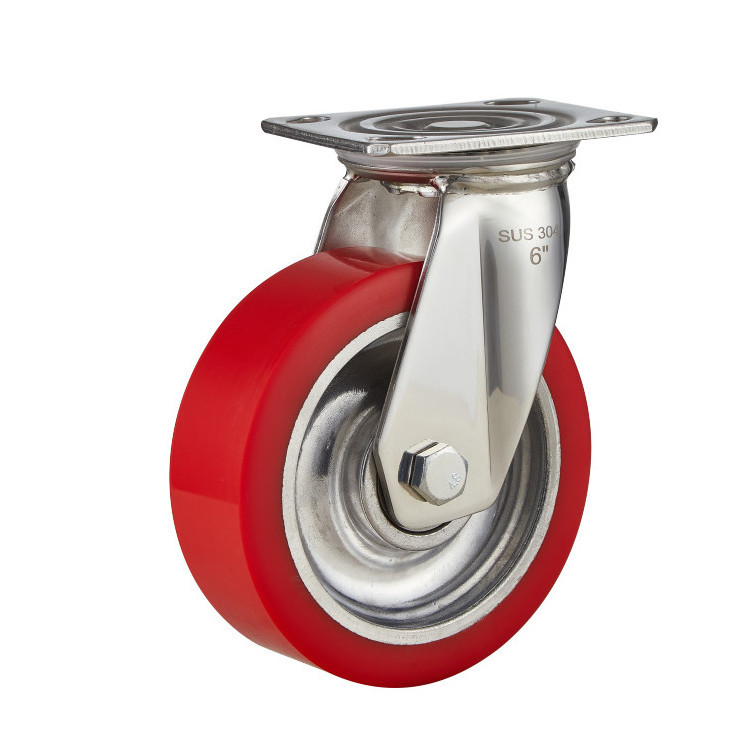 Factory PU Industrial Swivel Locking Rotating Caster Heavy Duty Universal 100mm Casters Wheel For Trolley Carts