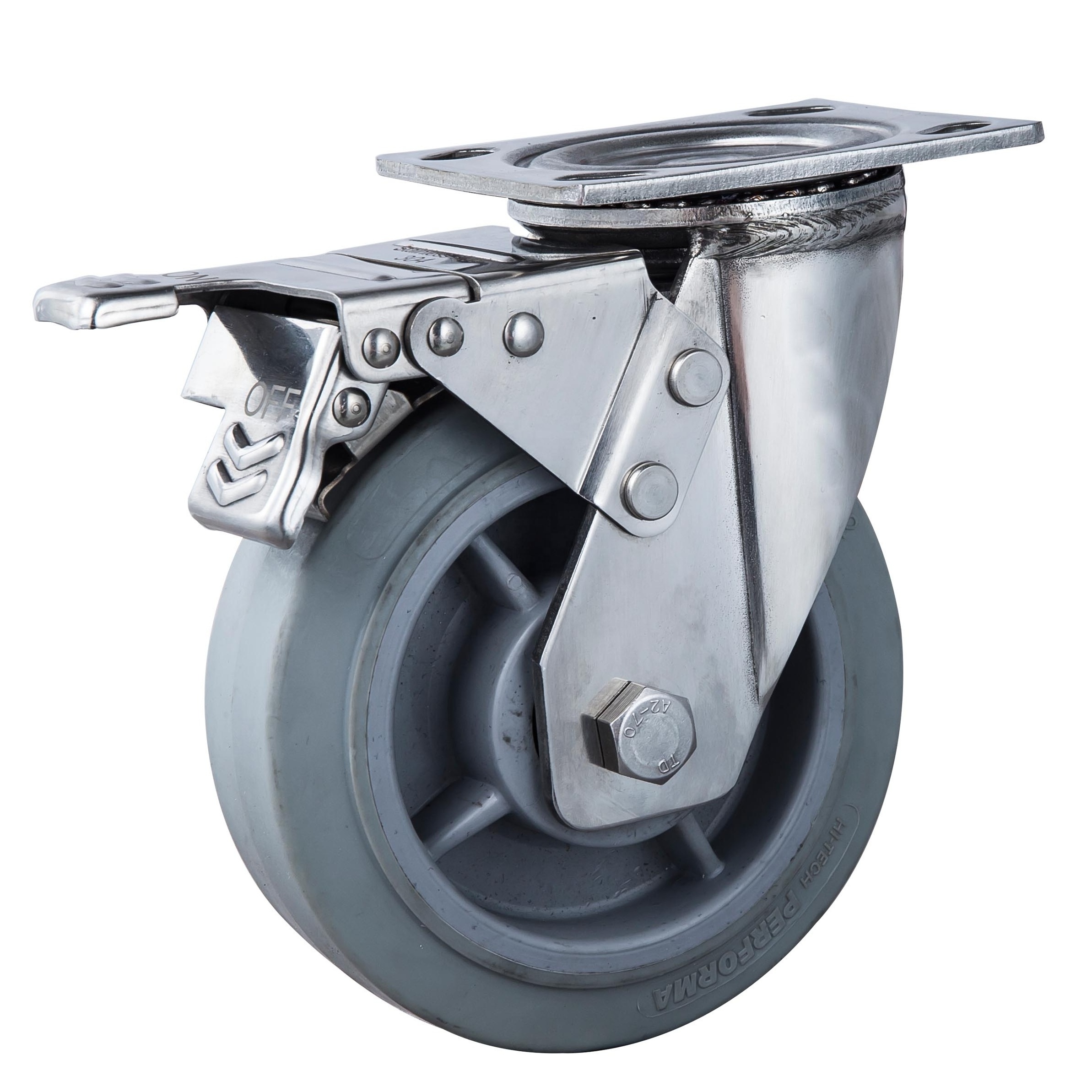 OEM Service Customized Thermoplastic Rubber Waterproof Caster 300kgs Stainless Steel 6 Inch Casters and Wheels