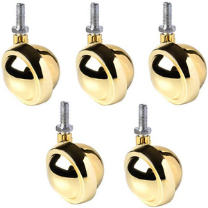 62mm M8 Threaded Heavy Duty Metal Swivel Alloy Gold Silver Ball Furniture Cabinets Office Chair Caster Wheels