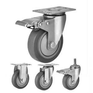 Medium Duty Stainless Steel 3/4/5inch Caster Top Plate Threaded Stem Castor Trolley Casters wheel