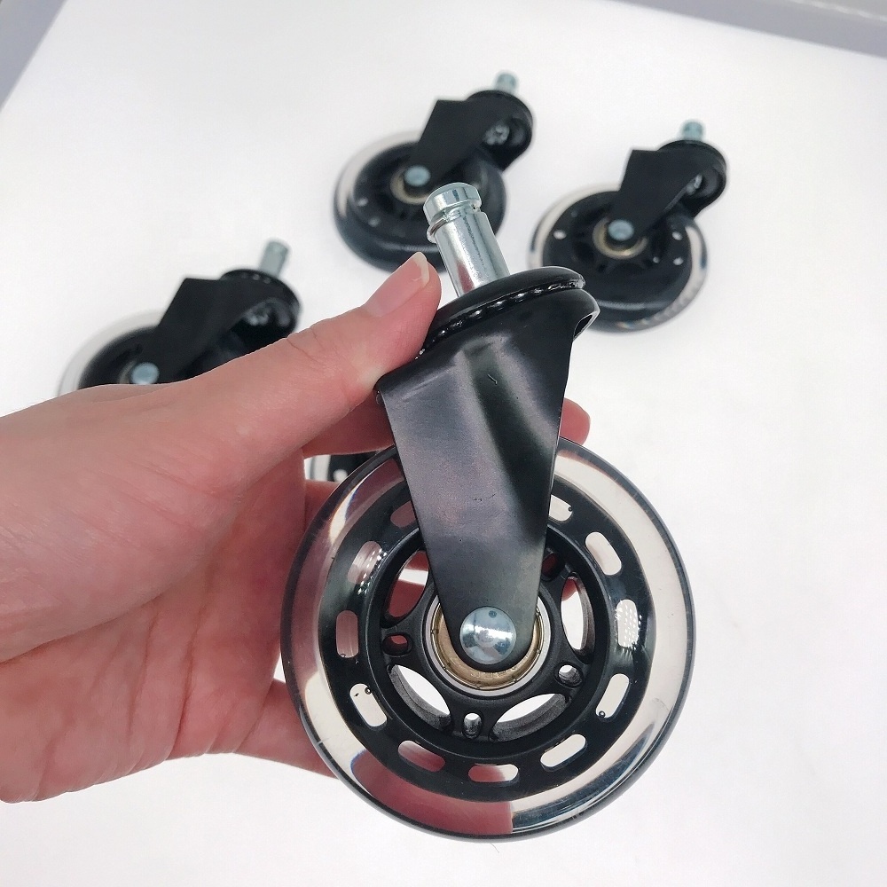 Hot sale 75mm transparent PU caster wheel for office chair