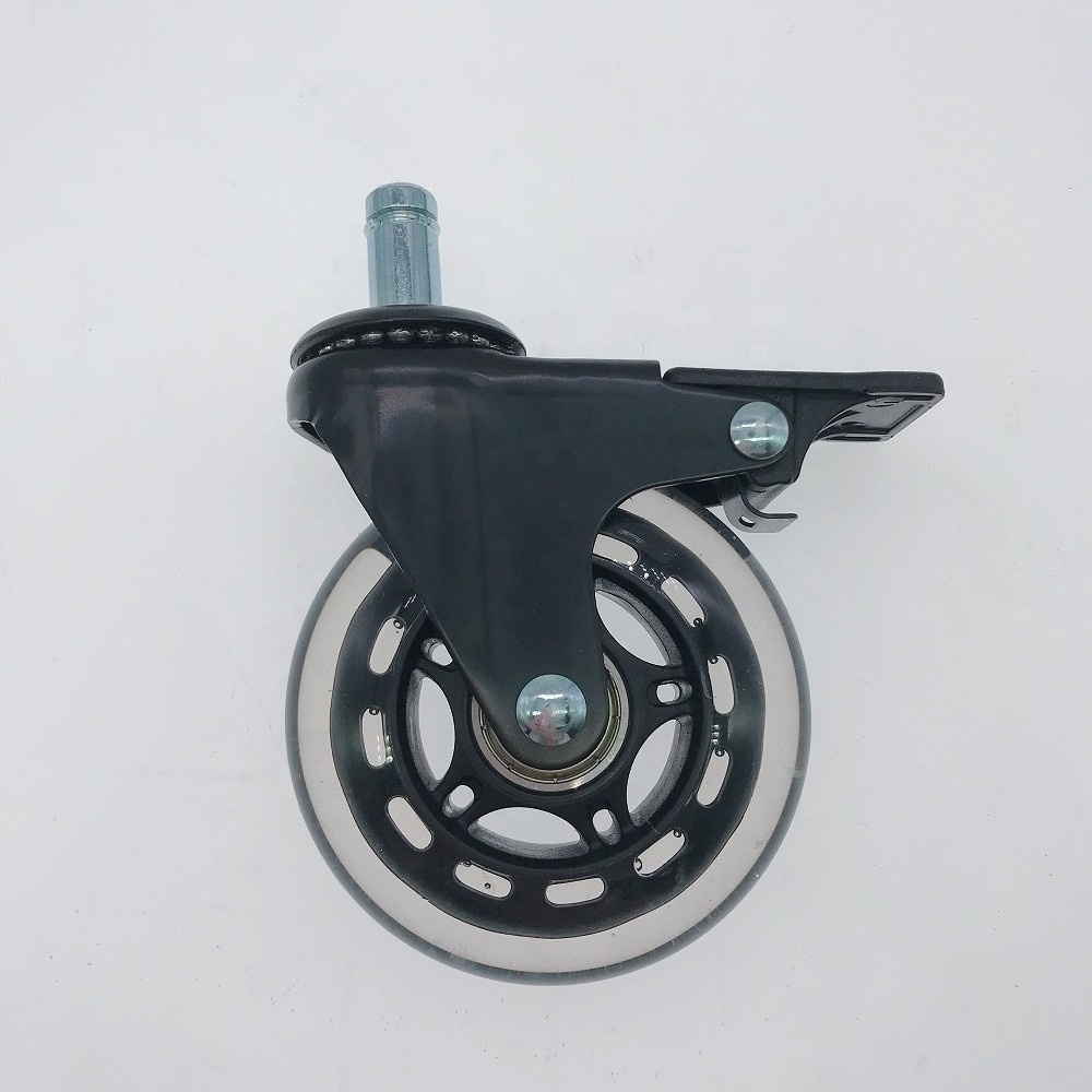 Hot sale 75mm transparent PU caster wheel for office chair